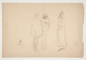 Skizze von drei Männern, aus Der Kaufmann von Venedig von Edwin Austin Abbey