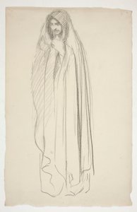 Skizze einer verhüllten weiblichen Figur für Drei Marien am Kreuz von Edwin Austin Abbey