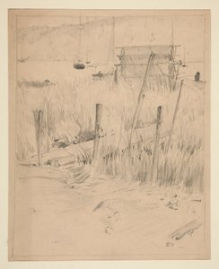 Skizze eines alten Docks, mit Unkraut bewachsen von Edwin Austin Abbey