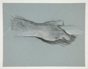 Skizze einer Hand, die einen Stab greift von Edwin Austin Abbey