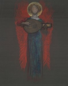 Studie, Engel mit Musikinstrument von Edwin Austin Abbey