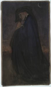 Studie. Mann im blauen Umhang, Mondlicht von Edwin Austin Abbey