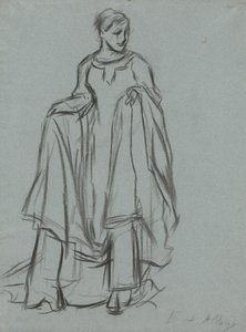 Studie für drapierte Frau, Figurenstudie für Die Suche nach dem Heiligen Gral (Serie von 15 Gemälden für die Boston Public Library, abgeschlossen 1901) von Edwin Austin Abbey