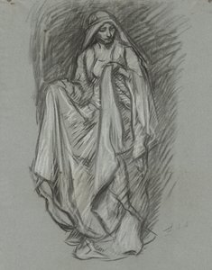Studie für drapierte weibliche Figur, Figurenstudie für Die Suche nach dem Heiligen Gral (Serie von 15 Gemälden für die Boston Public Library, abgeschlossen 1901)