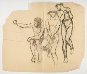 Studie für Schmiede des Vulkan; Drei Bergleute-Stahlwerker von Edwin Austin Abbey