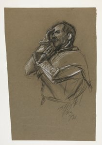 Studie für eines der Wandgemälde aus Die Suche nach dem Heiligen Gral (eine Serie von 15 Gemälden für die Boston Public Library, abgeschlossen 1901) von Edwin Austin Abbey