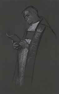 Studie eines Bischofs für die Krönung von Edward VII von Edwin Austin Abbey