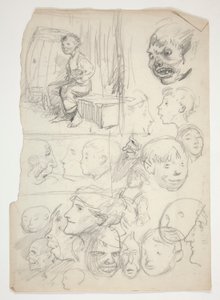 Studie eines Jungen, Studie von Gesichtern von Edwin Austin Abbey