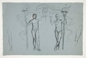 Studie von zwei Flammenhaltern von Edwin Austin Abbey