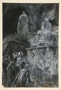 Das Bankett, Illustration für Akt III, Szene iii, Der Sturm von Edwin Austin Abbey