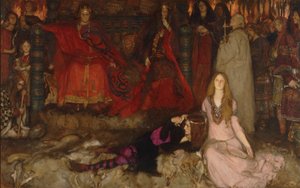 Die Theaterszene in Hamlet, Akt III, Szene II von Edwin Austin Abbey