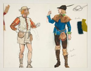 Zwei Männer, Kostümskizze für Henry Irving von Edwin Austin Abbey