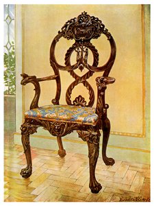 Geschnitzter früher Chippendale-Vorsitzender, 1911-1912