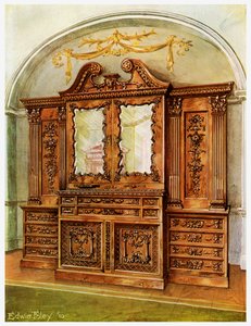 Geschnitzter geschlossener Mahagoni-Bücherschrank, im Stil von Chippendale, französischer Einfluss, 1911-1912