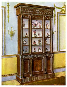 Geschnitzter Mahagoni-Chinaschrank beeinflusst von den Adam Brothers, 1911-1912