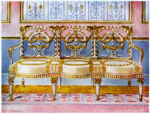 Weiß vergoldetes und bemaltes Sofa, Pergolesi-Einfluss, 1911-1912