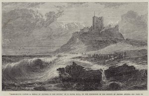 Bamborough Castle, ein Notsignal in der Ferne von Edwin Hayes