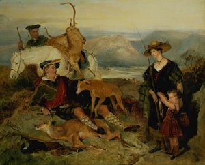 Hirschjagd in den Highlands, zeigt die Herzogin von Bedford, den Herzog von Gordon und Lord Alexander Russell von Edwin Landseer