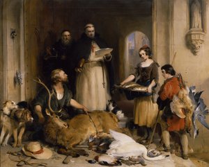 Szene aus alter Zeit in der Bolton Abbey, ca. 1834