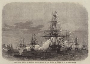 HMS Galatea empfängt den Kaiser von Brasilien bei seinem Besuch bei HRH dem Herzog von Edinburgh in Rio de Janeiro von Edwin Weedon