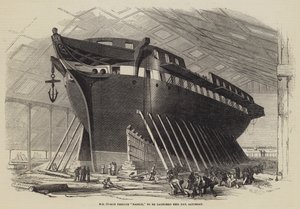 HM 50-Kanonen-Fregatte Nankin, die heute, Samstag, zu Wasser gelassen wird