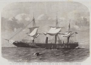 Das Truppenschiff Ihrer Majestät Transit, das in Portsmouth Harbour für China umgerüstet und mit Vorräten beladen wird von Edwin Weedon