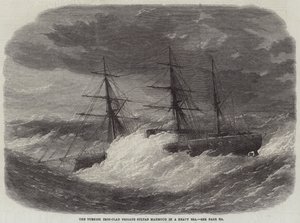 Die türkische Panzerschiff-Fregatte Sultan Mahmoud in schwerer See von Edwin Weedon