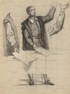 Predigender Mann, Skizze für die Unterzeichnung des Vertrags in der Kabine der Mayflower von Edwin White