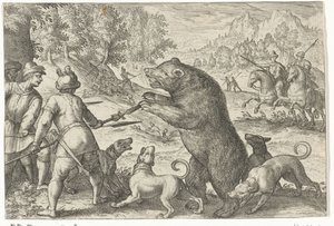 Landschaft mit Bärenjagd von Egbert Jansz.