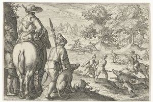 Landschaft mit Wildschweinjagd von Egbert Jansz.
