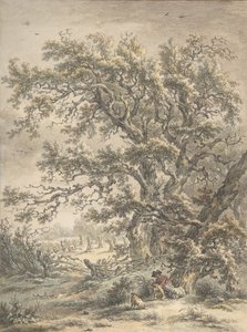 Ein Mann ruht unter einem Baum, n.d. von Egbert van Drielst