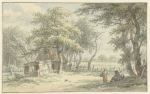 Figuren bei einer Hütte im Naarder Wald von Egbert van Drielst