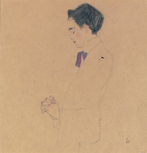 Anton Faistauer mit gefalteten Händen, 1909 von Egon Schiele