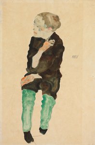Junge mit grünen Strümpfen, 1911 von Egon Schiele