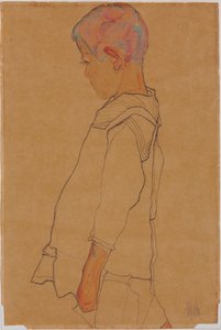 Kind im Profil nach links blickend von Egon Schiele