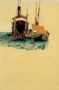 Dampfer und Segelboote im Hafen von Triest