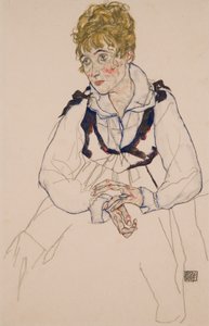 Die Frau des Künstlers, sitzend von Egon Schiele
