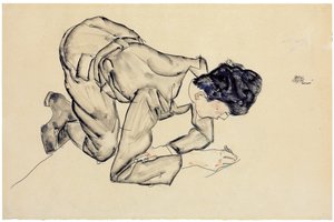 Erich Lederer, der auf dem Boden zeichnet, 1912 von Egon Schiele