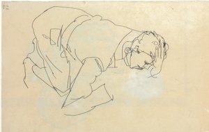 Erich Lederer im Profil, Hand am Kopf, 1912 von Egon Schiele