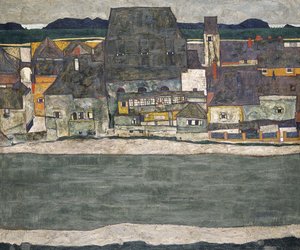 Häuser am Fluss Die Altstadt, 1914 von Egon Schiele