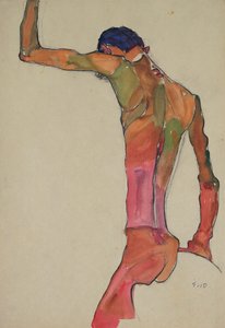Männlicher Akt mit erhobenem Arm von Egon Schiele