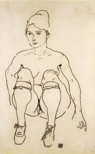 Sitzender Akt mit Schuhen und Strümpfen, 1918