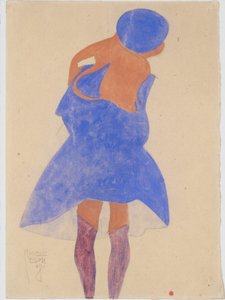 Stehendes Mädchen, Rückenansicht von Egon Schiele