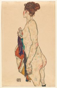 Stehender Akt mit gemustertem Gewand, 1917