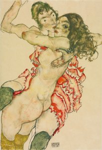 Zwei sich umarmende Frauen von Egon Schiele