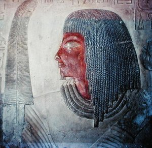 Kopf eines Mannes mit Feder, aus einem ägyptischen Grab von Egyptian