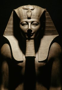 Basaltstatue von Thutmosis III., aus dem Tempel des Amun in Karnak, Ägypten, Ägyptische Zivilisation, Neues Reich, Dynastie XVIII, Detail von Egyptian 18th Dynasty