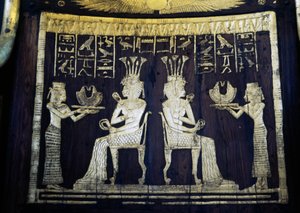 Stuhllehne mit Darstellung der Prinzessin Sitamon, Grab von Yuya, Tal der Könige, Ägypten, ägyptische Zivilisation, Neues Reich, Dynastie XVIII von Egyptian 18th Dynasty