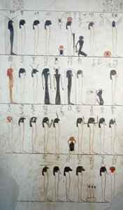 Darstellung der Litanei des Ra, Detail der Fresken in der Grabkammer des Grabes von Thutmosis III., Tal der Könige, Luxor, Theben (Unesco-Welterbeliste) von Egyptian 18th Dynasty
