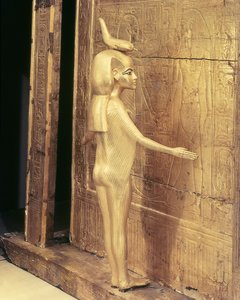 Detail von Selket aus der Kanopenkiste von Tutanchamun (ca. 1370-52 v. Chr.) Neues Reich (vergoldetes Holz) von Egyptian 18th Dynasty
